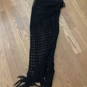Black Knit Fringe wrap beach skirt xs lovers and friends